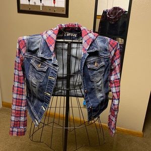 Jean flannel button down top new without tags